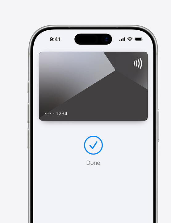 Affichage partiel de l’écran d’un iPhone, Mastercard en cours d’utilisation dans Apple Pay.