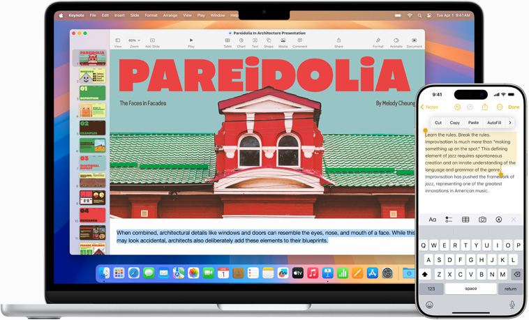 Prikazuje se aplikacija Zrcaljenje zaslona iPhonea sa zaslonom iPhonea koji je preslikan na zaslon MacBooka Air
