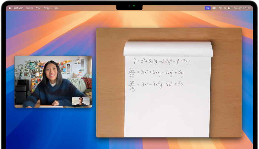 Videozvanā tiek izmantota Desk View funkcija, kas videozvanam pievieno skatu no augšas uz lietotāja darba vietu