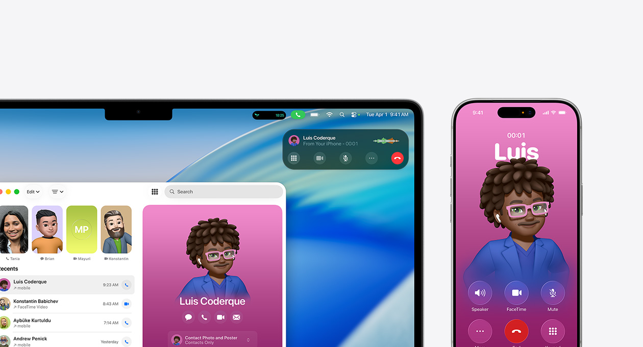 อุปกรณ์ Mac, หน้าจอแสดงแอปโทรศัพท์ใหม่