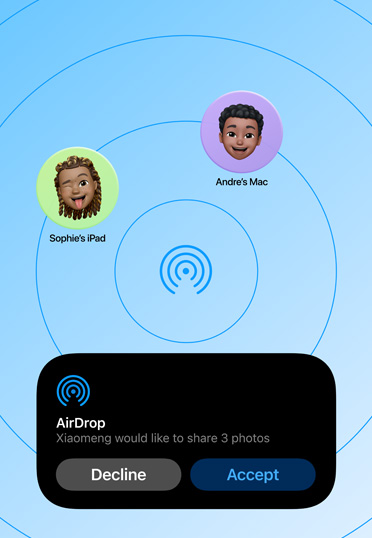 AirDrop ouvert sur le bureau d’un Mac.
