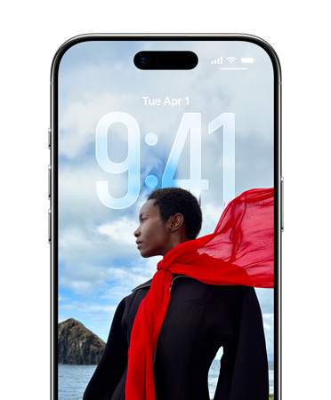 iPhone-Toegangsscherm waarop de tijdsweergave zich aanpast aan de foto