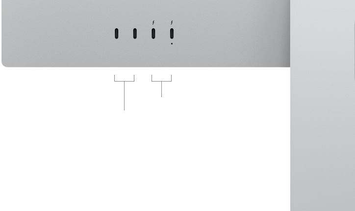 Back view of Studio Display XDR, showing two USB-C ports and two Thunderbolt 5 ports